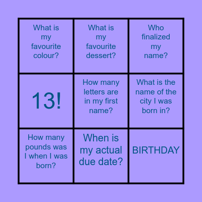 Thivyaa❜s B-day Bingo Card