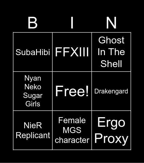 Enrik niche cosplays Bingo Card