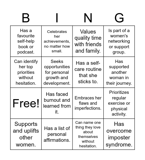 Superwomen Syndrome Bingo Card