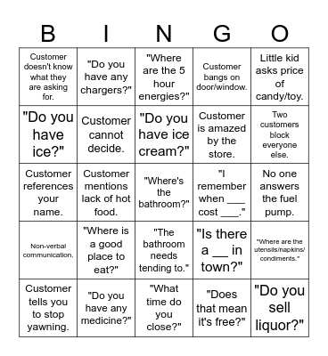 Customer Appreciation Bingo Card