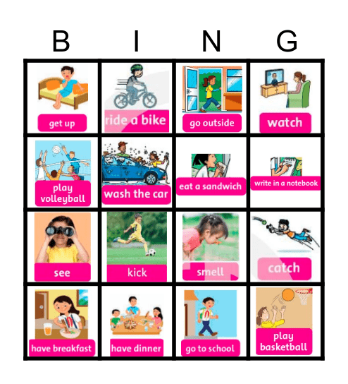 BINGO Verbs Bingo Card