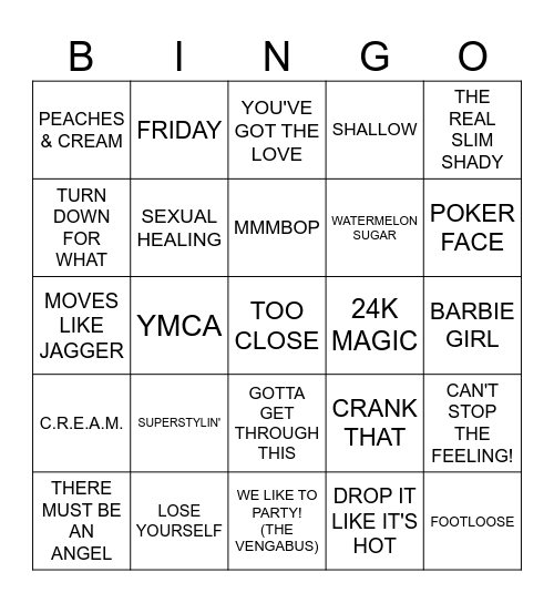 SHADY'S Bingo Card