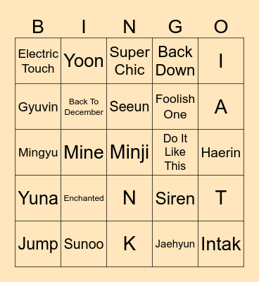 Seeun's Bingoboard! Bingo Card