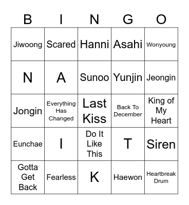 Punya Kazuha Bingo Card