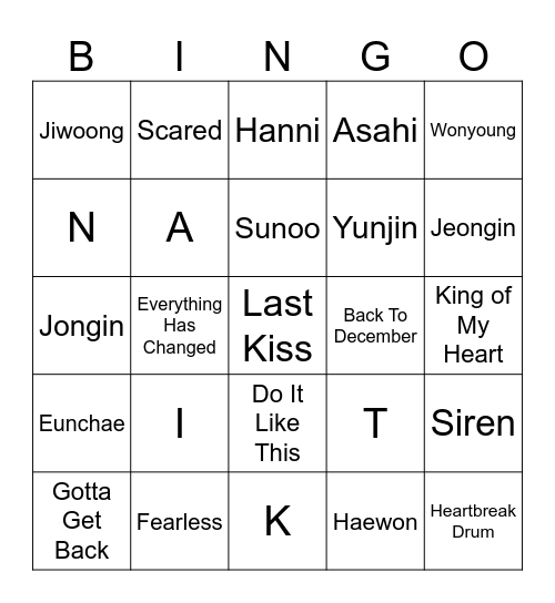 Punya Kazuha Bingo Card