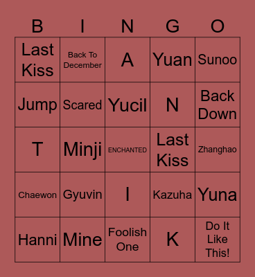 Milik Pp Yuan Bingo Card