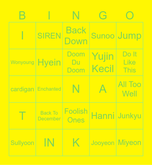 MIYEON'S Bingo Card