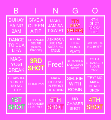 Robin's Makasalanang Bingo Card