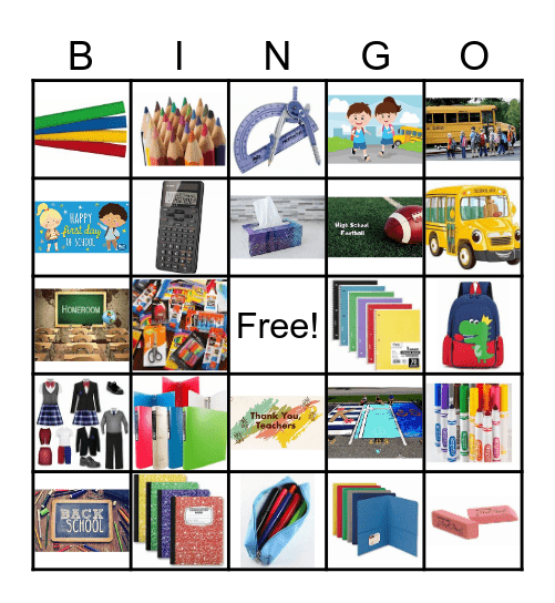 Back 2 School Bingo Card