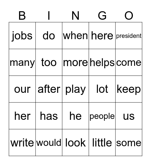 Week 25 Bingo Card