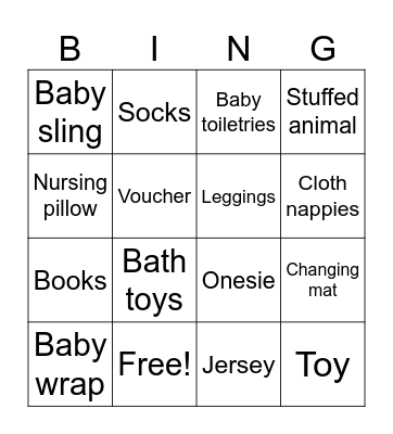 Baby Shower Bingo Card