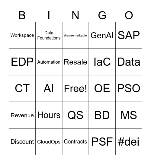 Pythian Bingo Card