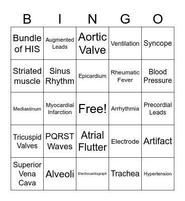 EKG Bingo 2 Bingo Card