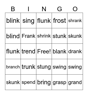 glued sounds Bingo Card