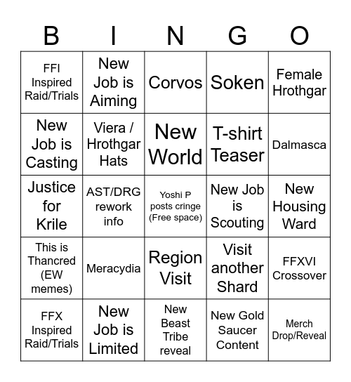 Fanfest Bingo Card