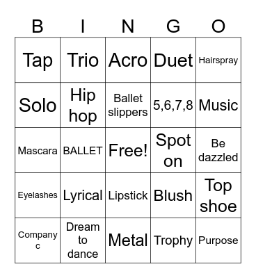 Company C Bingo Card