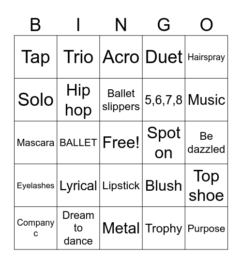 Company C Bingo Card
