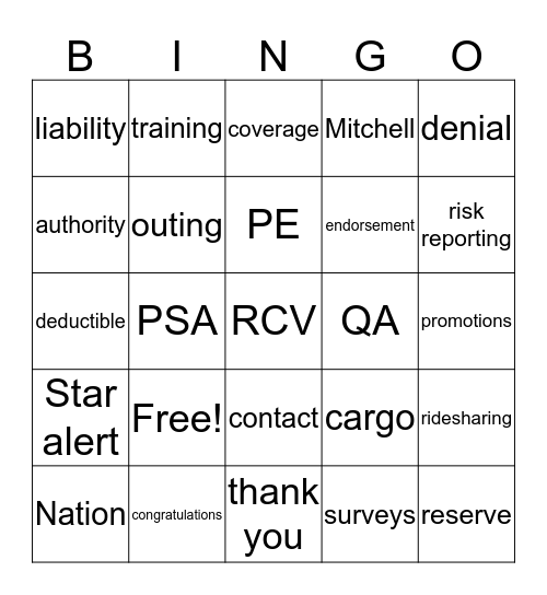 NILC Bingo Card