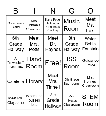 5th Grade Cougar Cub Camp Bingo Card