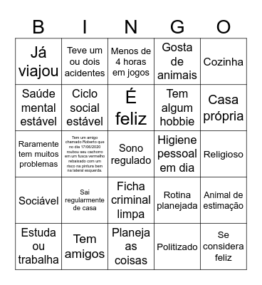 Bingo de pessoa normal Bingo Card