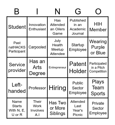 Picnic Bingo Card