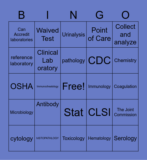 Chapter 7 LS Clinical Laboratories Bingo Card