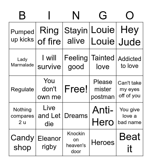 Joe Knows Covers Bingo Card