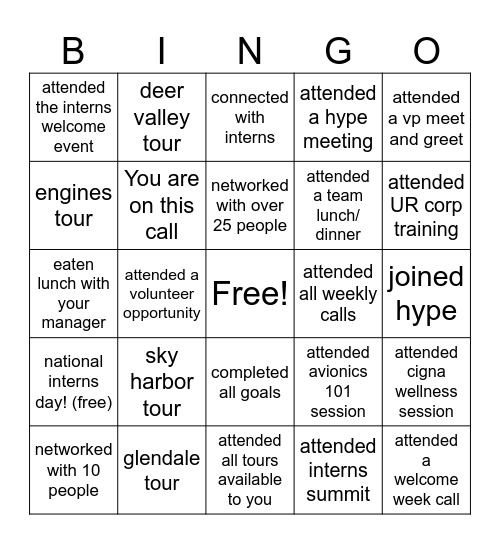 National Interns Day Bingo! Bingo Card