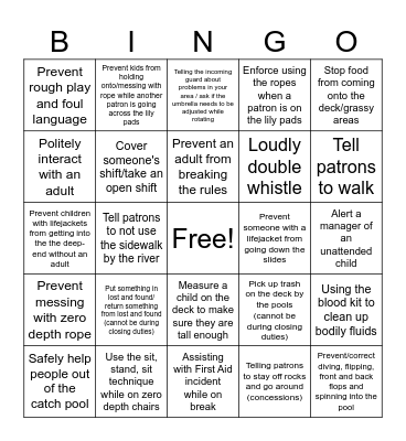 Westmoor Pool 2023 Bingo Challange Bingo Card