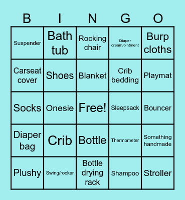 J+T Baby Bingo Card
