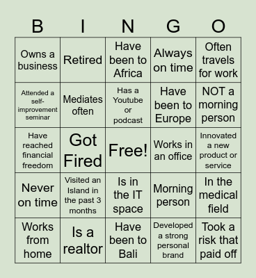 Tea Party Bingo Card