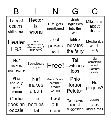 Moist Depression Bingo Card