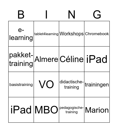 academy4learning-bingo Card