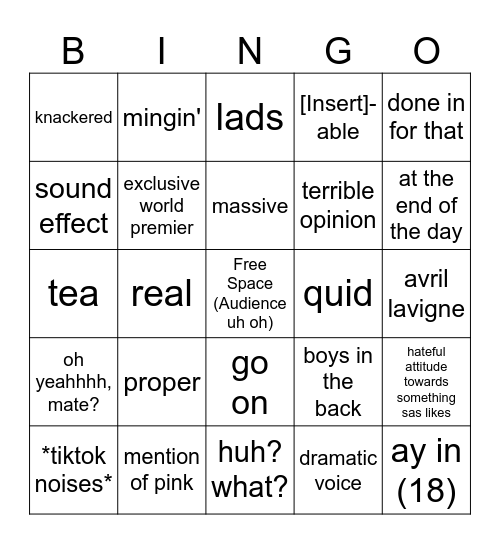 Aiden Bingo Card