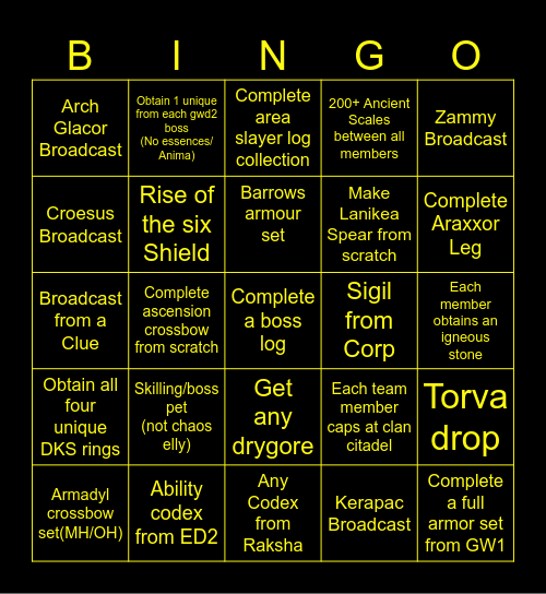 6th Sense PVM Bingo Card