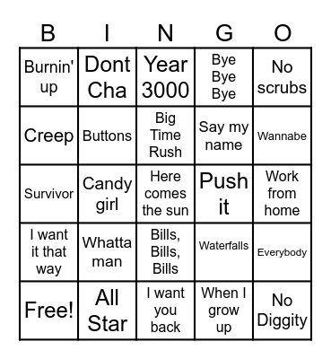 girl vs. boy bands Bingo Card
