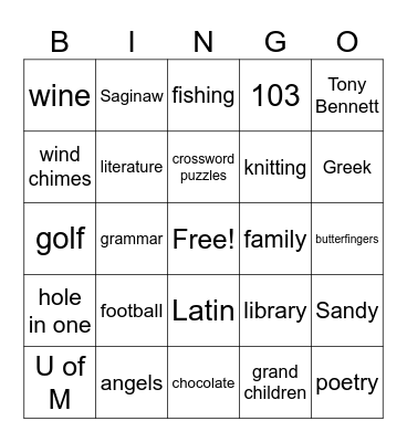 Marty's Bingo Card