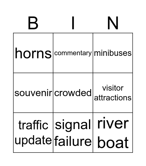 Travel Bingo Card