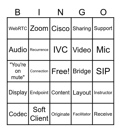 Video Conferencing Bingo Card