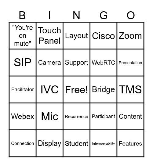 Video Conferencing Bingo Card