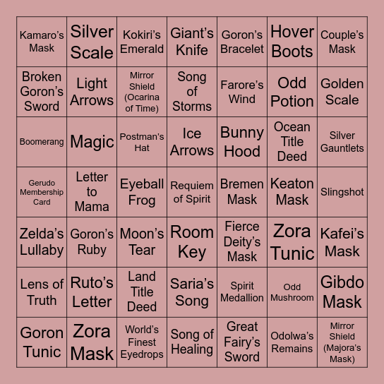 Ootmm Bingo Card