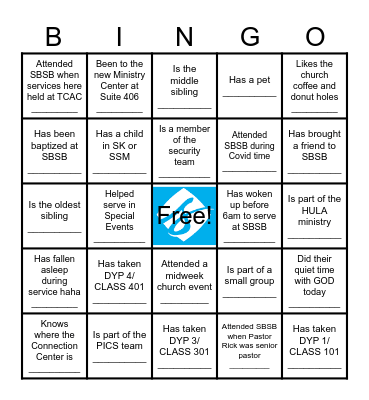 SBSB Bingo Card