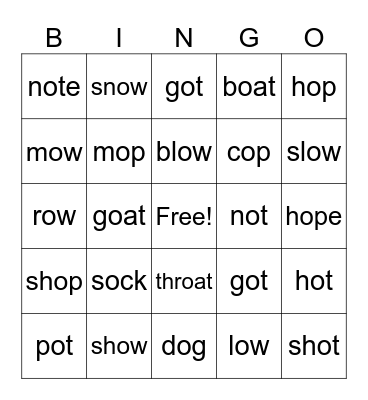 Long & Short Sounds: i Bingo Card