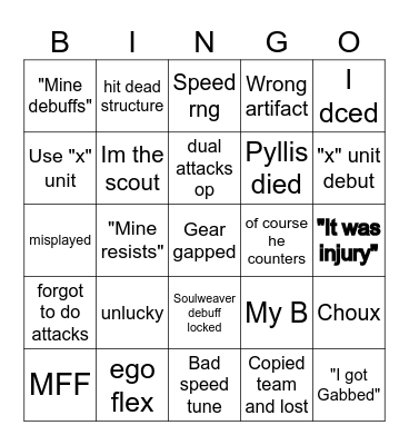 Guild War Bingo Card Bingo Card
