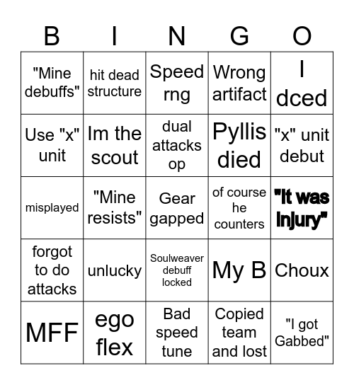 Guild War Bingo Card Bingo Card