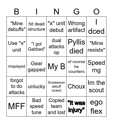 Guild War Bingo Card Bingo Card