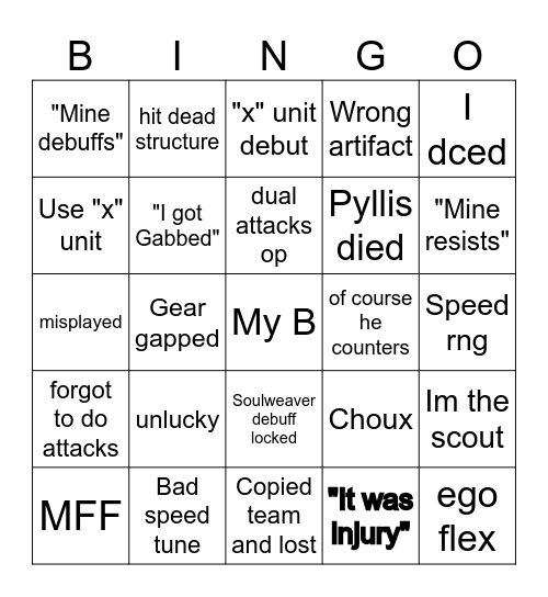 Guild War Bingo Card Bingo Card