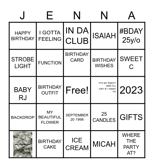 BIRTHDAY/ PARTY SONGS Bingo Card