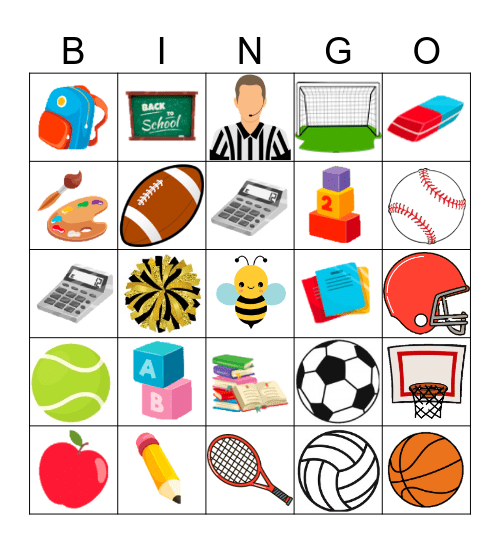 Back to School Bingo Card