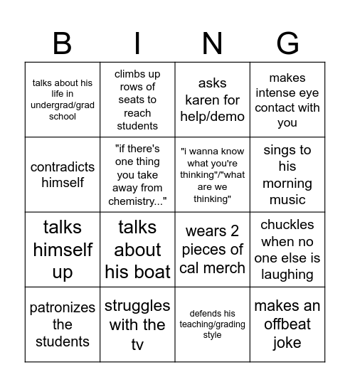 Kubinec Bingo Card